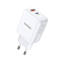 Зарядное устройство смартфона KAKUSIGA KSC668 dual port 30W fast charger QC3.0 White