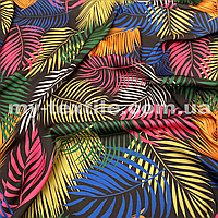 Одягова тканина шовк Армані друкований принт Листя різнокольорові