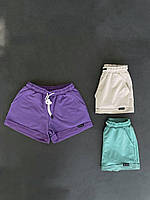 Женские короткие шорты лиловые хлопковые на лето спортивные