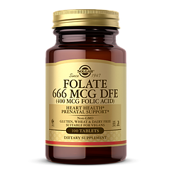 Фолієва кислота Solgar Folate 666 mcg DFE (Folic Acid 400 mcg) (100 таблеток)