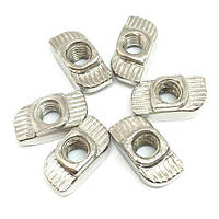 Гайка Т-образна 10шт, M6 для 8мм паза алюмінієвого профілю 30 серії, нікельована сталь, довжина 16 мм