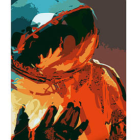 Картина за номерами Strateg Космонавт абстракція розміром 40х50 см (DY309) Преміум