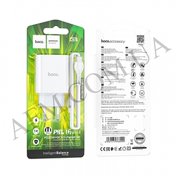 СЗУ блок Hoco C97A PD20W+QC3.0 (1USB/  1 Type- C/  3A) + кабель Type- C -  Type- C белый