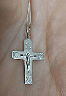Крестик серебряный родированный православный