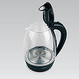 Електричний чайник скляний 1.7 л Maestro MR-061-BLACK Електрочайник дисковий з підсвіткою 2200 Вт, фото 3