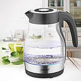 Електричний чайник скляний 1.7 л Maestro MR-061-BLACK Електрочайник дисковий з підсвіткою 2200 Вт, фото 4