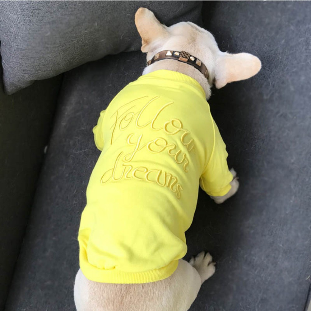 Толстовка Family Look для собак і власників із написом Follow Your Dream без капюшона жовтого кольору