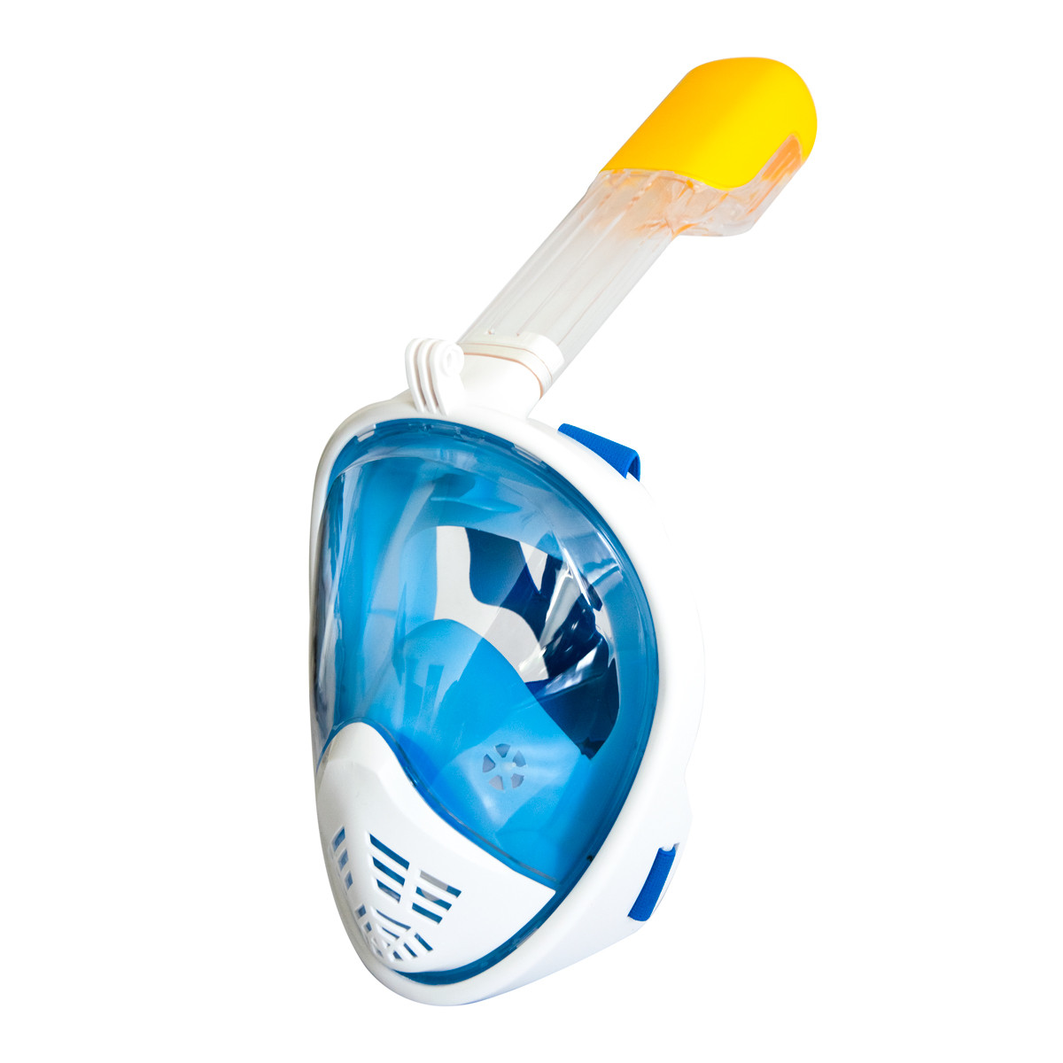 Маска для плавания на все лицо L/XL "Free Breath - M2068G" Синяя, снорклинг маска полнолицевая с трубкой (TO) - фото 2 - id-p1849164049
