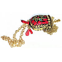 Аромокулон "Сумочка" бронзовий інкрустований коралами та бірюзою (5,5х4,5х2 см)
