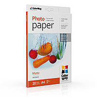Фотопапір ColorWay матовий 190 г/м2, A4, 20 л. (PM190020A4) Фотопапір матовий 190 А4 190 грам