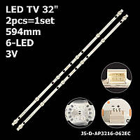 LED подсветка TV 32" JS-D-AP3216-062EC HL-24320A28-070 HY-B320-03T3030B06 V2 2шт.