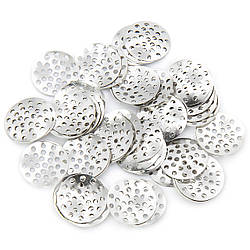 Основа для брошки "сито" перфорована платформа 14 мм Платина 50 шт.