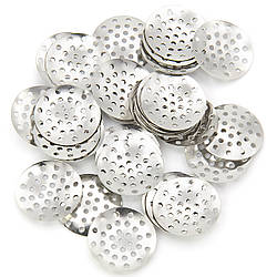 Основа для брошки "сито" перфорована платформа 16 мм Платина 50 шт.