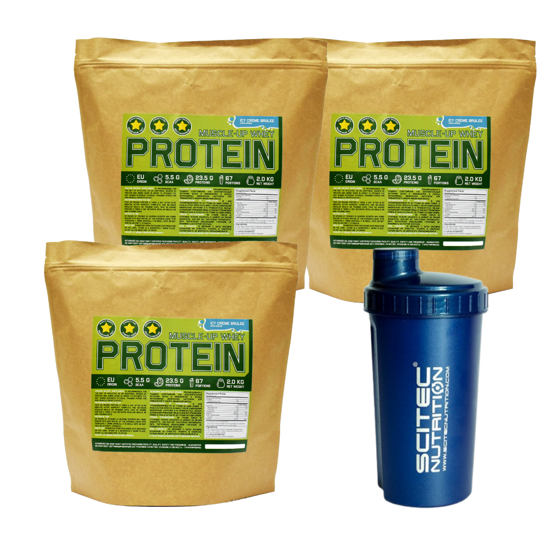 Комплект Протеїн 6 кг WHEY PROTEIN WPC+WPH 78%. Смак Крем брюле + шейкер у подарунок, фото 1