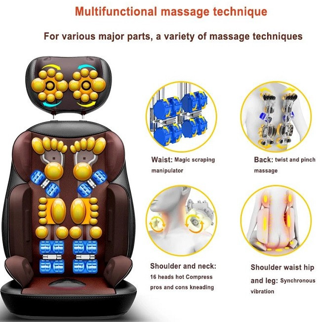 Масажна накидка для спини, шиї, плечей. Роліковий масаж шиацу, вібрація, підігрів - фото 1 - id-p1849204920