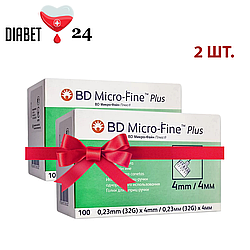 Голки для шприц-ручок BD Micro-Fine + "МікроФайн" 4 мм 100 шт. (2 паковання)