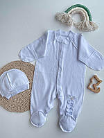 Ажурний комбінезон з шапочкою для малюків з літньої рибани зріст 56 см Міла Lari Білий 1-2-02-3