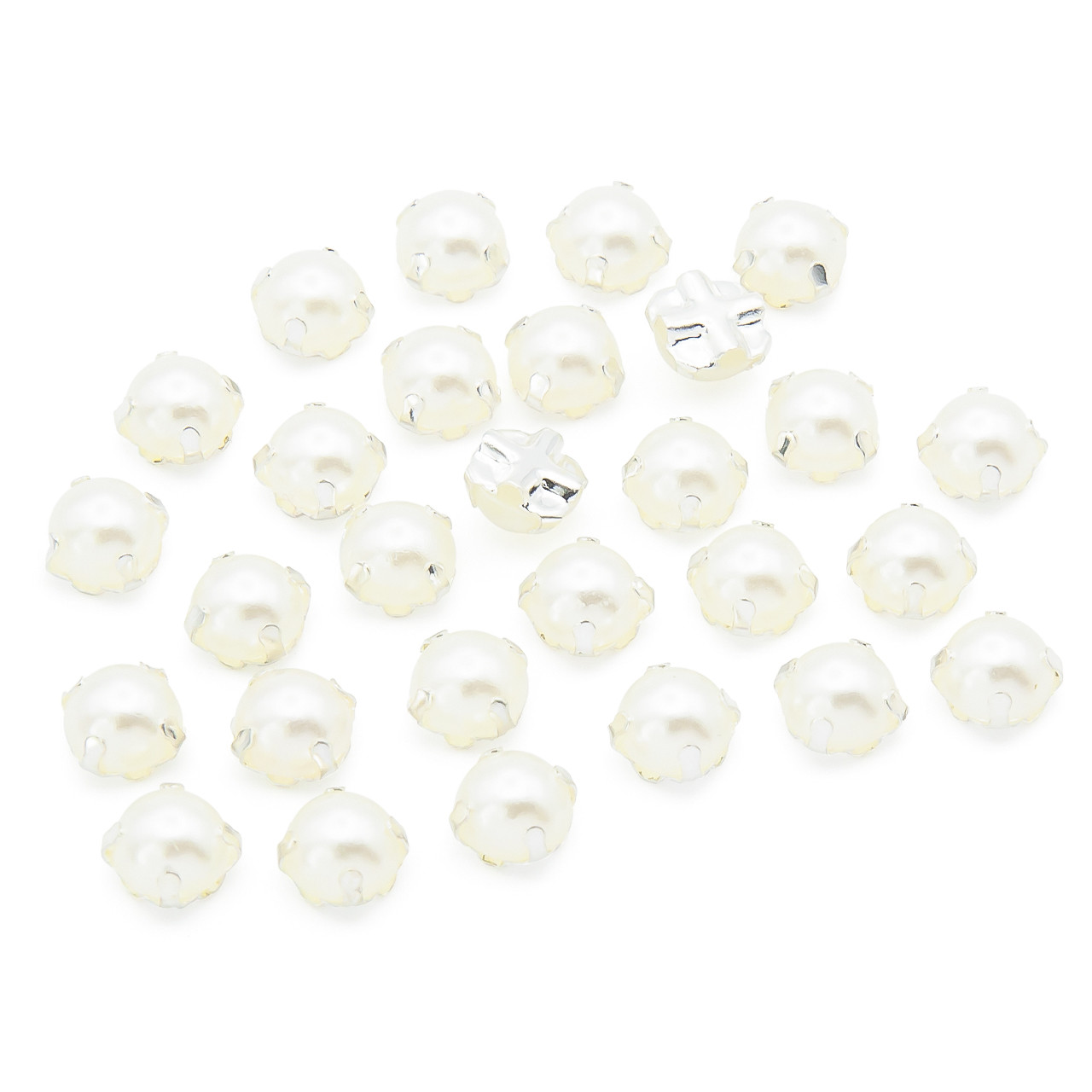 Стрази в срібній оправі Круглі 5 мм Перлинний 30 шт., фото 1