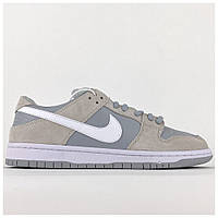 Мужские кроссовки Nike SB Dunk Low Light Grey, серые кожаные кроссовки найк сб данк