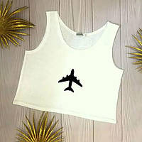 Жіночий літній топ з принтом літачка