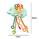 Логічна іграшка xkjm 019 текстурне брязкальце прорізувач 4 в 1 Блакитне слоненя, фото 3