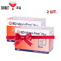 Иглы для шприц-ручек BD Micro-Fine + "МикроФайн" 6мм 100 шт. (2 упаковки)