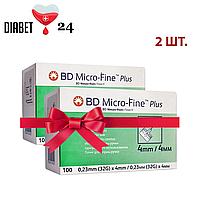 Иглы для шприц-ручек BD Micro-Fine + "МикроФайн" 4мм 100 шт. (2 упаковки)