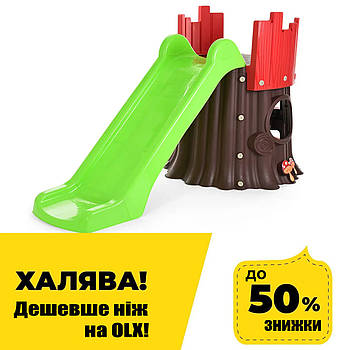 Дитяча пластикова гірка TREE HOUSE 72-984 Зелена | Гірка-будиночок для дітей
