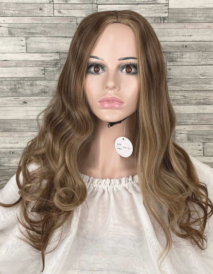 Перука жіноча хвиляста без чубчика русява 60см, фото 1