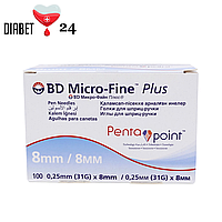 Иглы для шприц-ручек BD Micro-Fine + "МикроФайн" 8мм 100 шт. (1 упаковка)