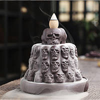 Подставка для благовоний "Жидкий дым" керамика "Круг из черепов" 10,5*10,5*10см.