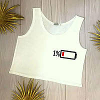 Жіночий літній топ з принтом 1% заряд
