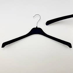 Вішаки плічка флоковані F-T42 (бархітні, велюрові) чорного кольору, довжина 420 мм