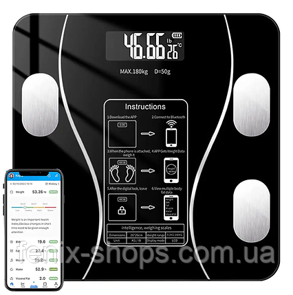 Електронні підлогові ваги Body fast scale A-8003 c Bluetooth додатком до 180 кг, фото 1