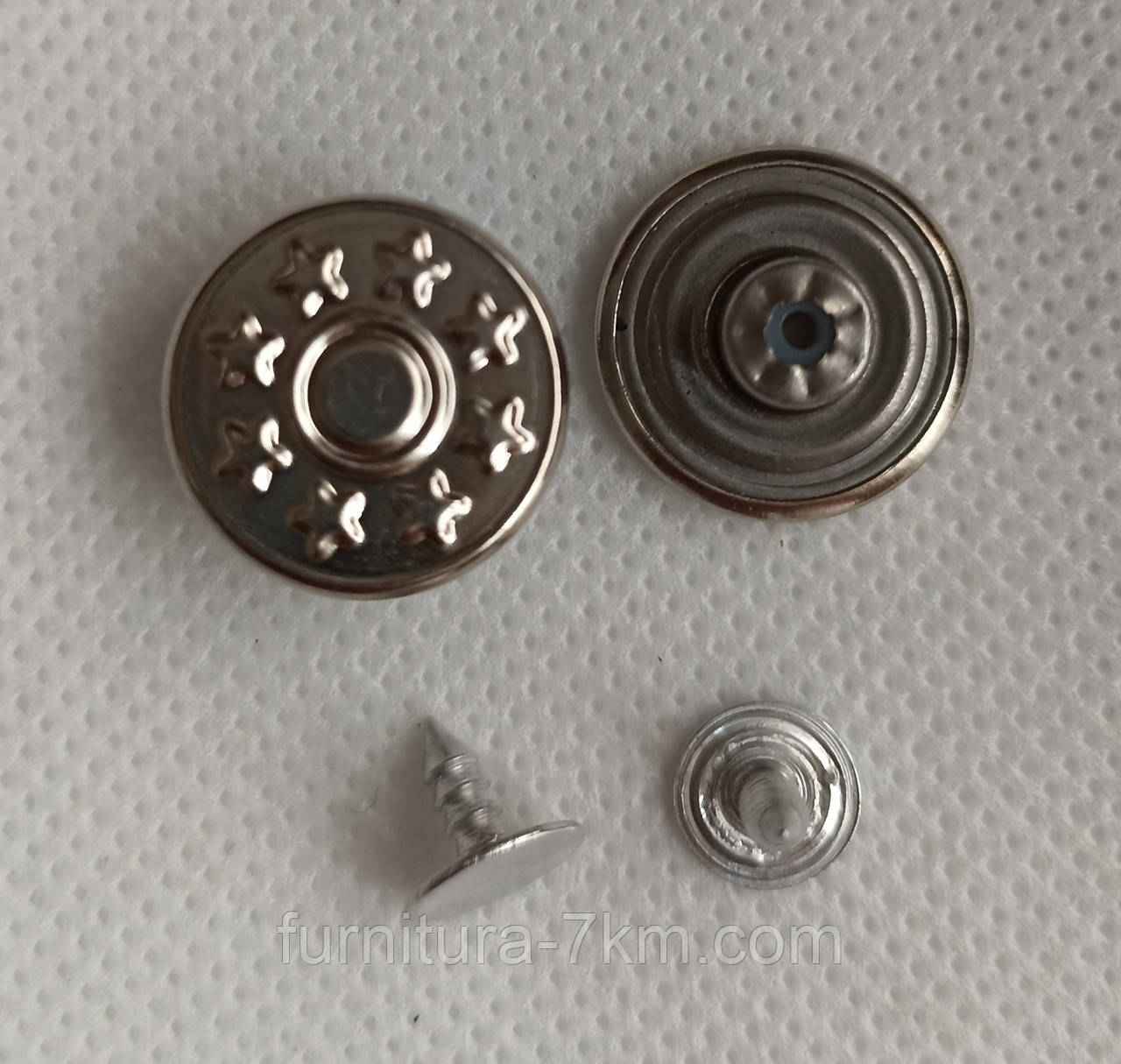 Ґудзики джинсові 17 мм
1 уп -1000шт - срібло, фото 1