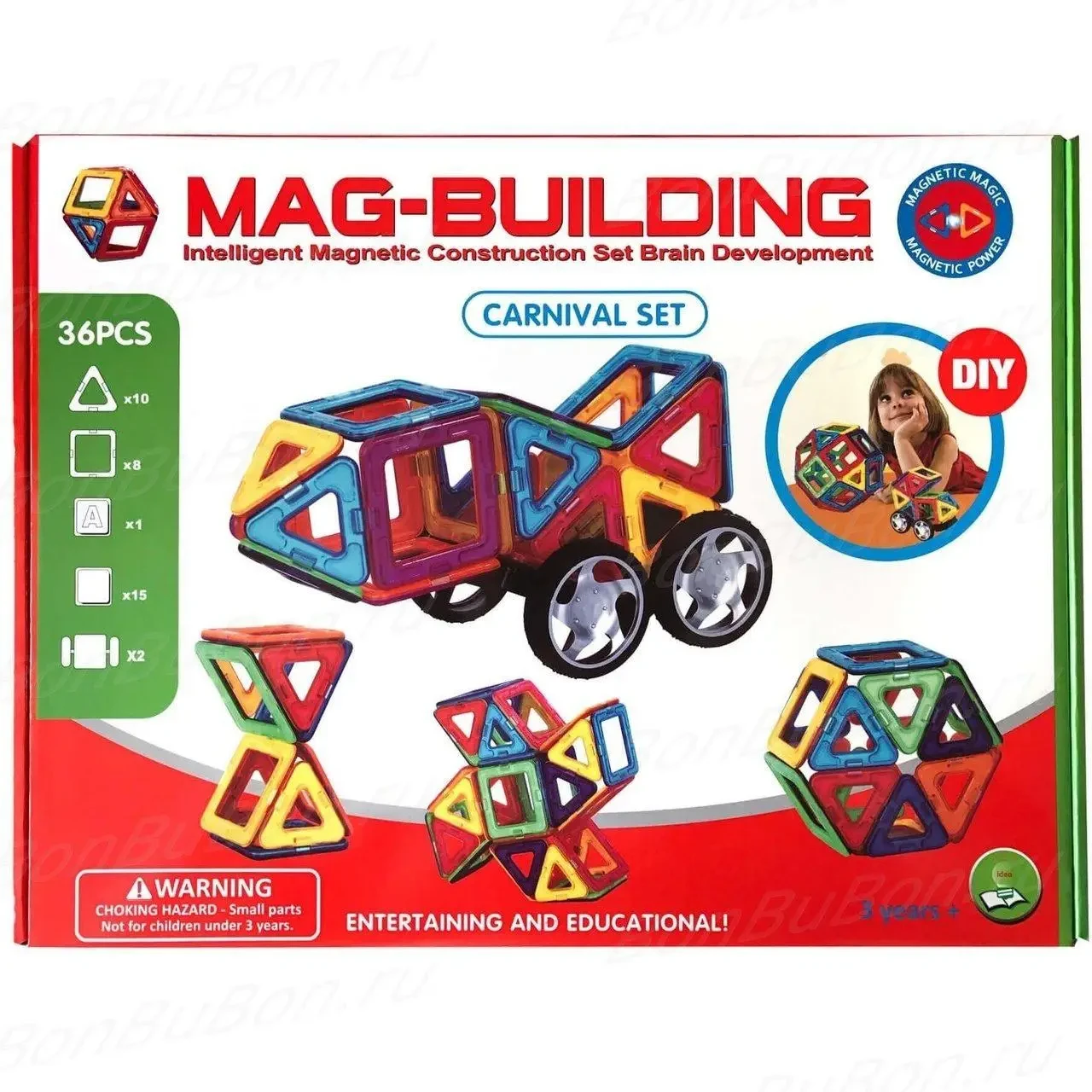 Магнитный конструктор 3D Mag Building 36 Деталей, конструктор-головоломка для детей bs - фото 6 - id-p1849271309