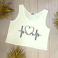 Жіночий літній топ з сердечком і кардіограмою