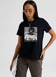 Жіноча трикотажна футболка з принтом 111 (42-46 універсальний) (кольори: білий, чорний) СП