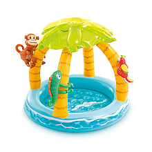 Дитячий надувний басейн intex інтекс, Басейн для дітей, Дитячий басейн з дахом Тропічний острів