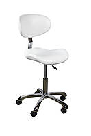 Стул мастера со спинкой стульчик для маникюра для косметолога стулья для мастеров салонов красоты 1026АВ Белый