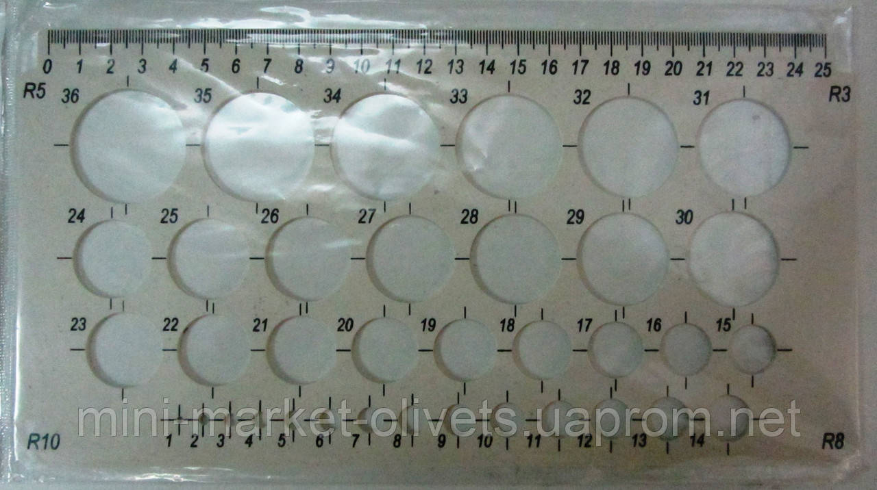 Лінійка-трафарет кіл пластикова 25 см