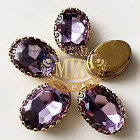 Овал в ажурній золотій оправі Колір Lt Purple Розмір 13х18мм