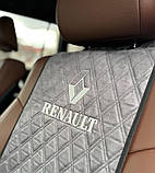 Накидки на сидіння авто з вишивкою логотипу Renault (Рено) передній комплект з алькантари, фото 3
