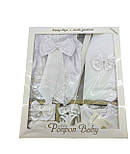 Подарунковий набір 0 до 4 місяців плаття для хрещення подарунок новонародженого біле (НПК105), фото 5