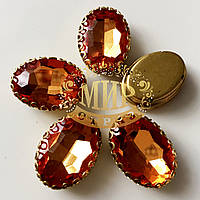 Овал в ажурній золотій оправі Колір Sun Розмір 13х18мм