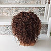 Перука кучерява з натурального волосся з проділом каштановий мікс MONA 10 "-P4/30, фото 3