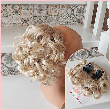 Шиньон накладка на гребінцях подовжена пшеничний блонд 902А-24ВТ613