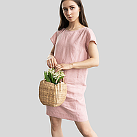 Прямое свободное платье льняное Ingreen XS-XXL Светло-розового цвета