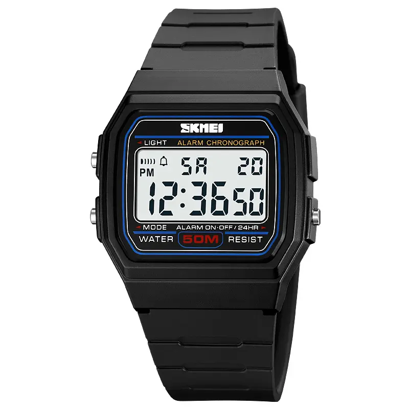 Skmei 2042 мужские спортивные часы черные с белым - фото 1 - id-p1849432707