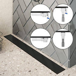 Трап для душа лінійний 60 см Aquabad чорний мат сифон Viega